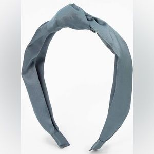 Satin Knotted Headband - Stone Blue